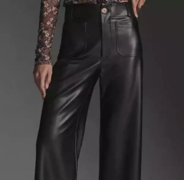 Colette Cropped Wide-Leg Faux Leather Pants